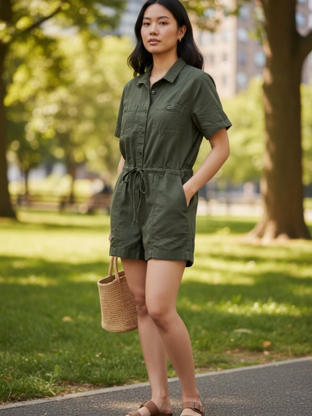 Olive green Old Navy shortalls